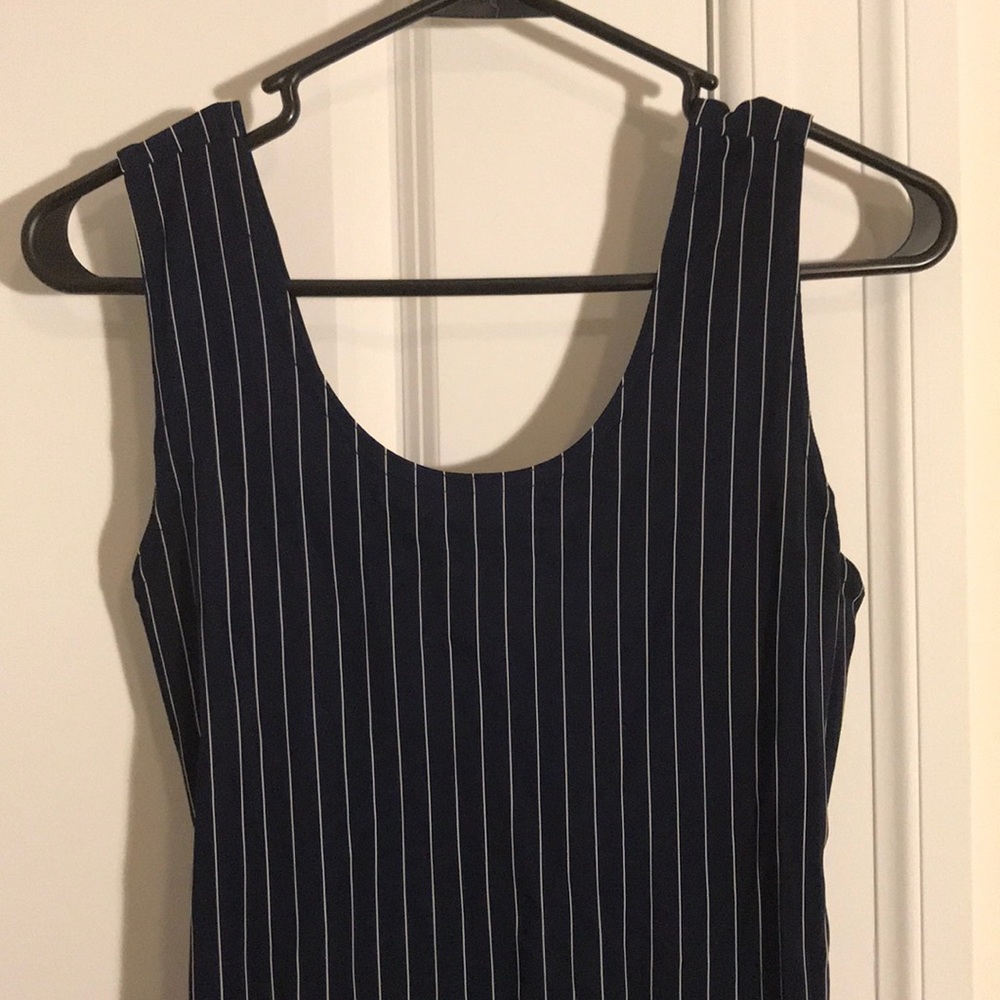 Navy mini dress with white pin stripes - Picture 2 of 2